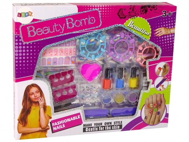 Large Nail Painting Set with Polishes, Stickers, and Separators