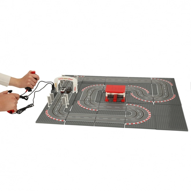 Electric Police Race Car Track and Building Blocks Set