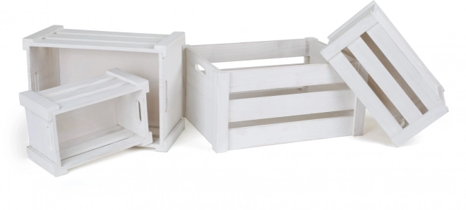 Wooden Storage Crates Set White