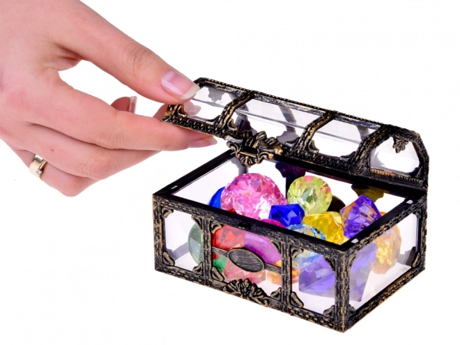 Treasure Chest with Colorful Crystals