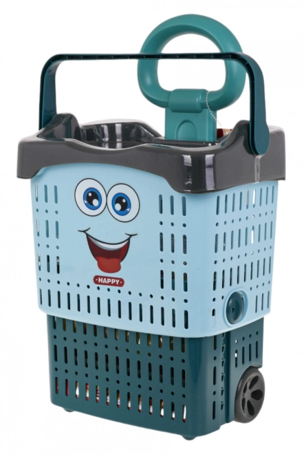 Blue Shopping Cart with Accessories for Kids