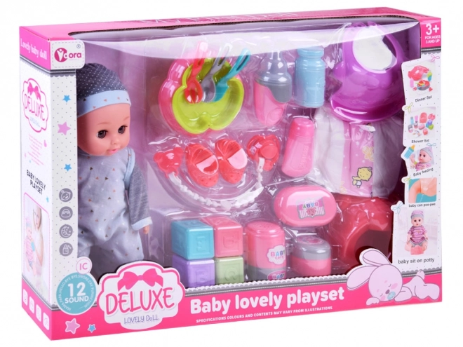 Interactive Baby Doll with Pacifier and Accessories