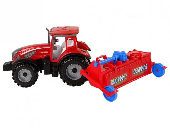 Red Toy Tractor with Plow Friction Drive