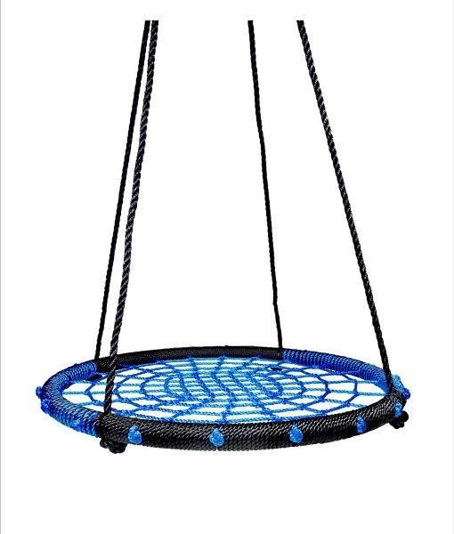 Green Round Swing with Rope Seat – Blue