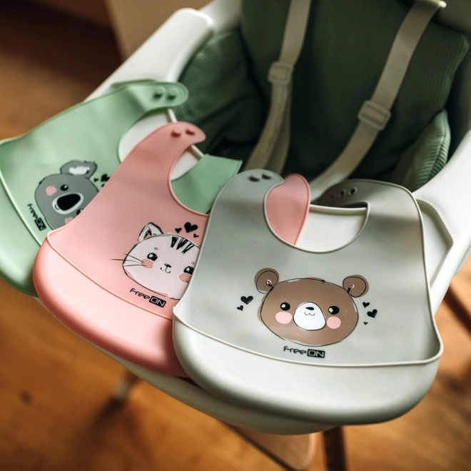 Silicone Bib Bear Gray