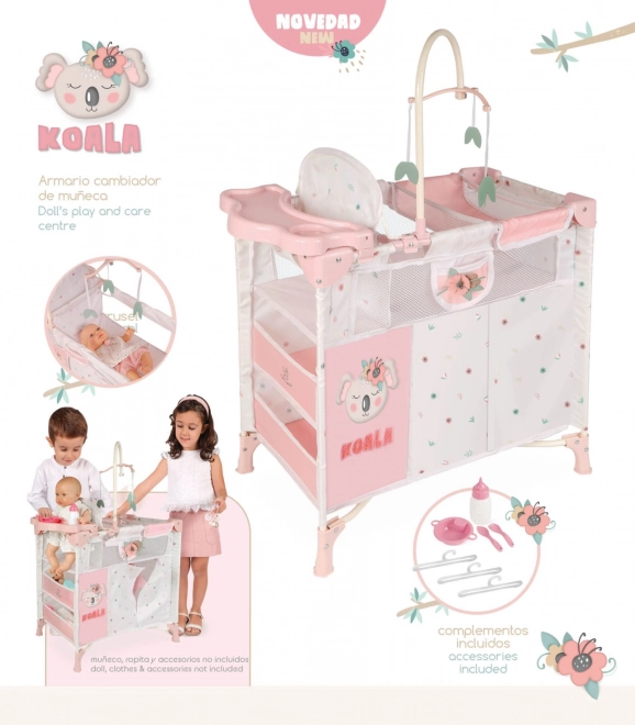 Folding Doll Crib with 5 Functional Accessories Koala Collection 2024