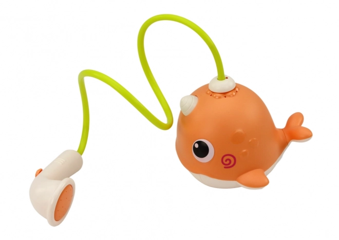 Whale Bath Toy with 3 Attachments Orange