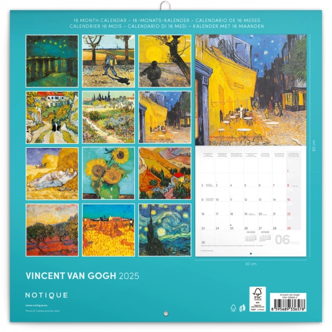 Notique Vincent van Gogh Art Wall Calendar 2025