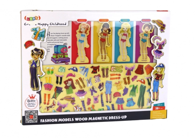 Magnetické puzzle bábiky oblečenie štýlovanie - 65 dielov