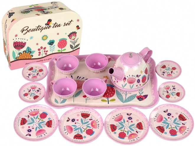 Tea and Coffee Set in Pink Chest