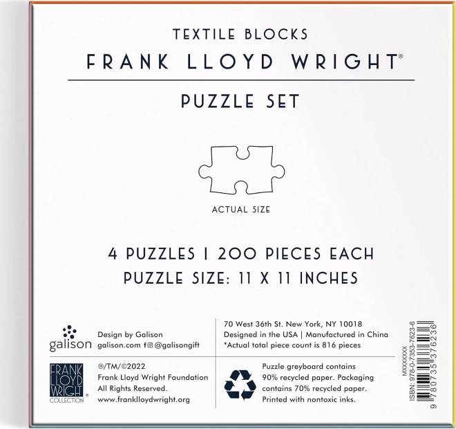 GALISON Square Puzzle Frank Lloyd Wright: Textile Blocks 4x200 pieces