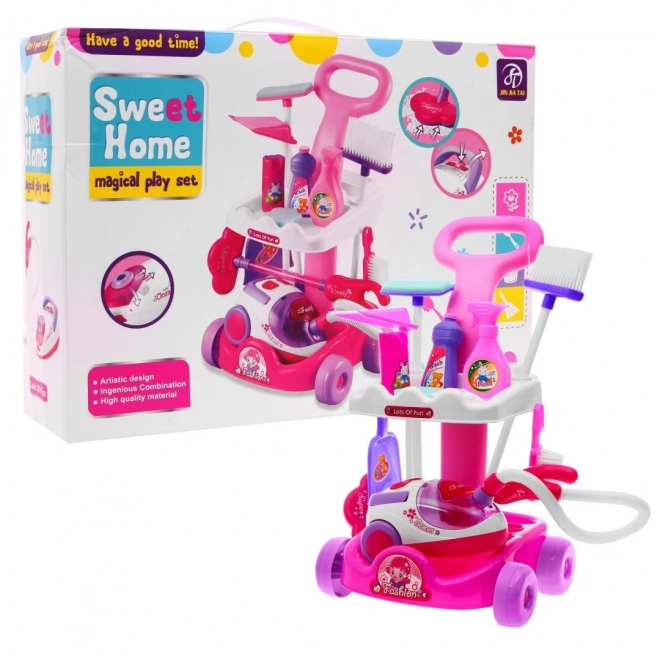 Interactive Cleaning Cart with Vacuum and Accessories for Kids 3+