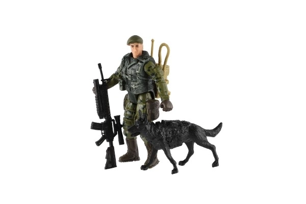 Toy soldiers with dog and accessories set