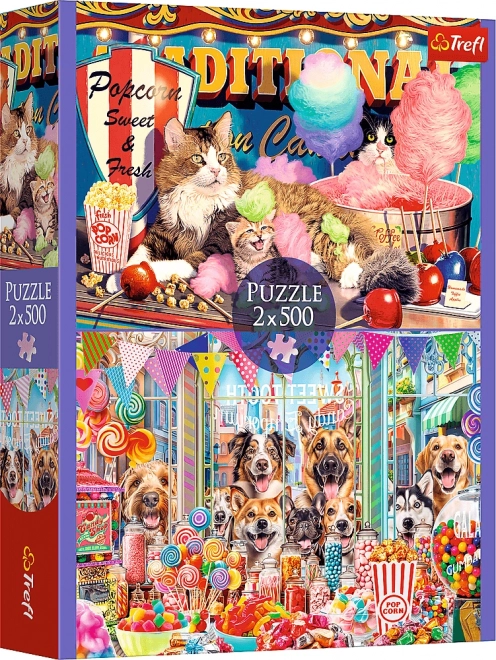 Furry Friends Jigsaw Puzzle Set 2x500 Pieces Cats and Dogs