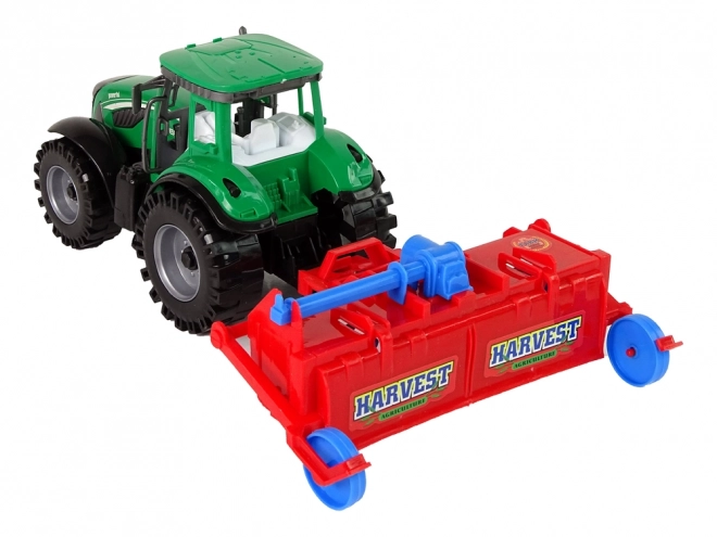 Friction-Powered Red Tractor with Plow