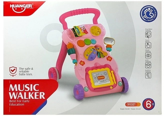 Baby Walker with Drawing Board Pink