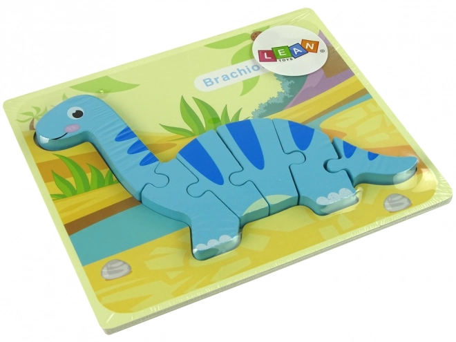 Blue Wooden Dinosaur Puzzle Brachiosaurus