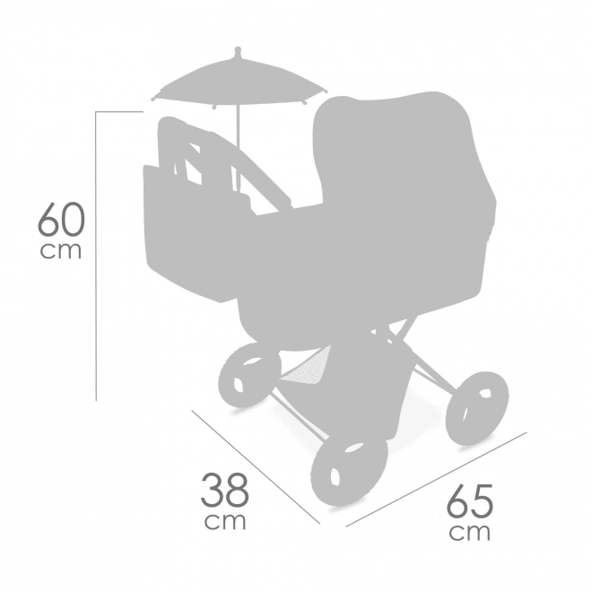 Folding doll stroller with sunshade and bag Verona 60 cm