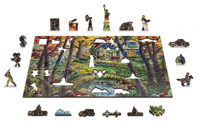 Wooden Forest Cabin Puzzle 2-in-1