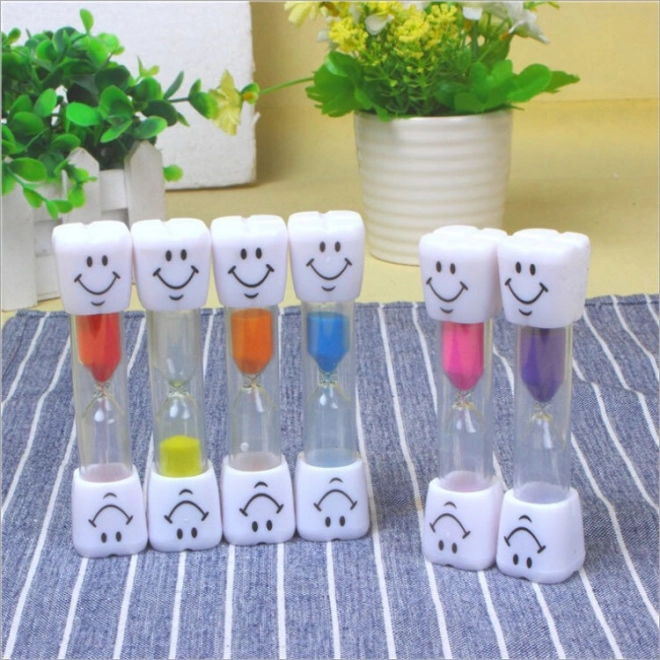 Set of 5 Colorful Hourglasses with Smiley Faces