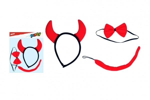 Devil Costume Headband and Tail with Bow Tie Set for Kids