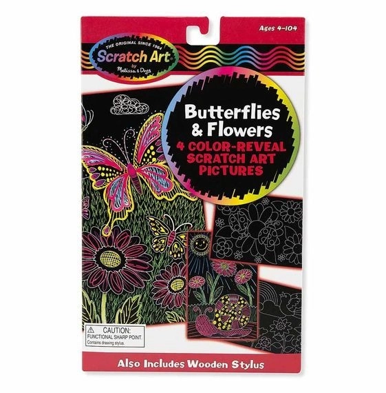 Scratch Art Butterflies and Flowers