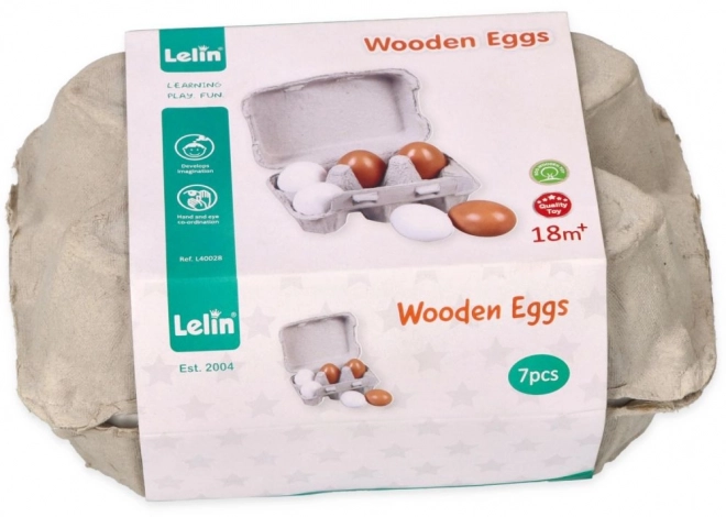 Set of Wooden Eggs in Carton