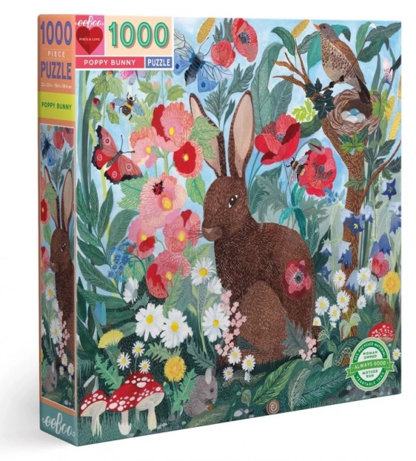 Eeboo hare and poppies square puzzle