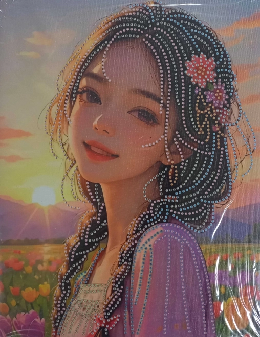 Canvas Diamond Painting Girl with Flowers