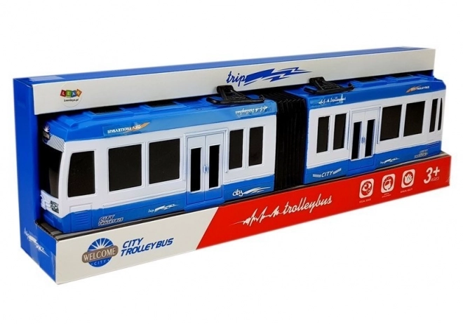 Friction Powered Blue Articulated Bus Toy