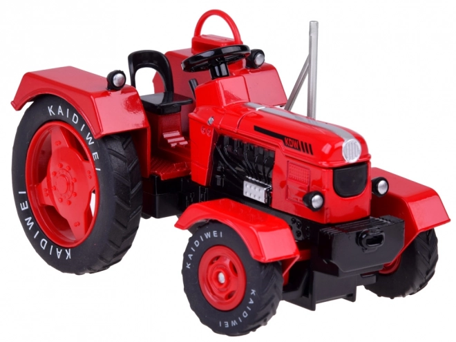 Red Metal Tractor with Trailer 1:18