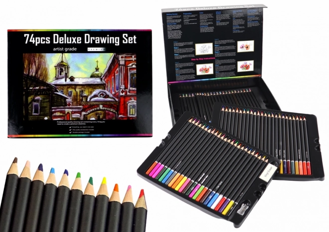 Drawing Set with Color Pencils in a Box