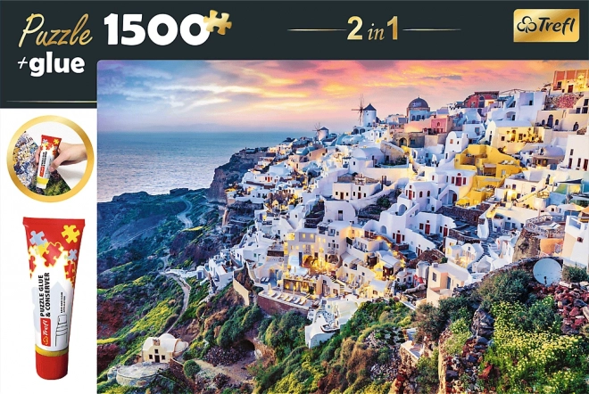 Trefl 2-in-1 Puzzle Set Beautiful Island of Santorini, Greece