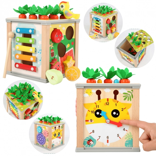 Wooden Educational Cube 5-in-1 Sorter Puzzle