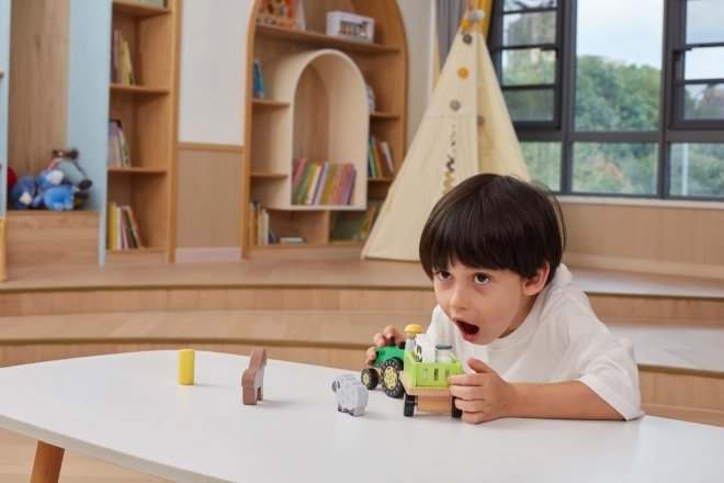 Wooden Tractor with Animals