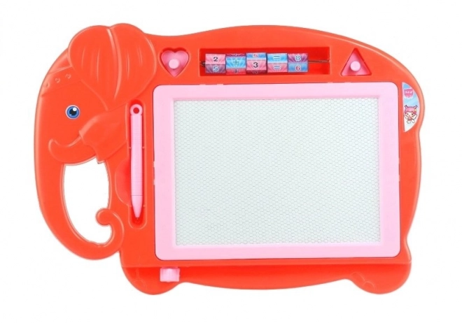 Magnetic Elephant Doodle Board with Stamps Red