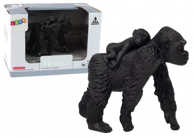 Gorilla With Baby Animal Figurine Set