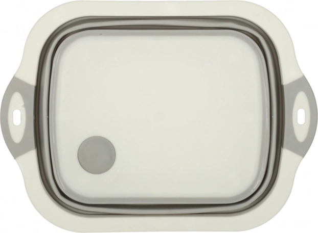 Collapsible silicone bowl with a drain and chopping board