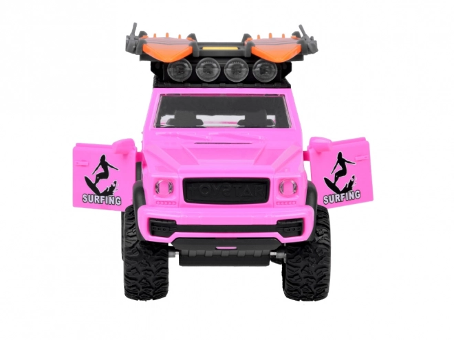 Pink Off-road Toy Car with Surfboards, Sounds, and Lights