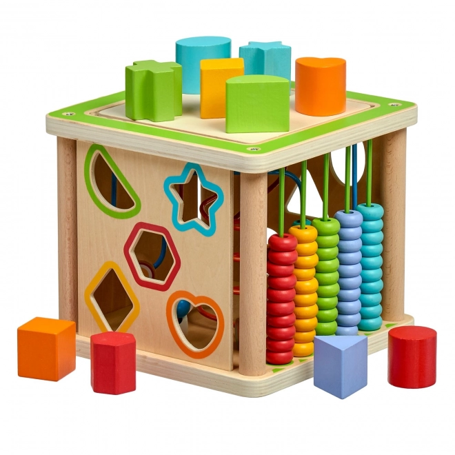 Wooden Activity Cube 5-in-1 with Clock