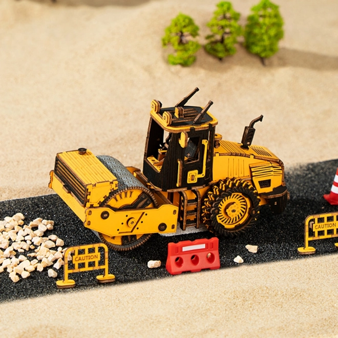 Robotic Wooden 3D Puzzle Road Roller