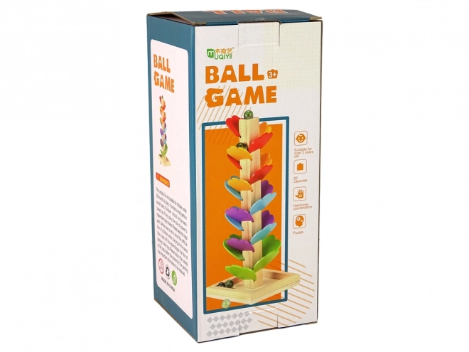 Wooden Ball Track Tree with Colorful Leaves