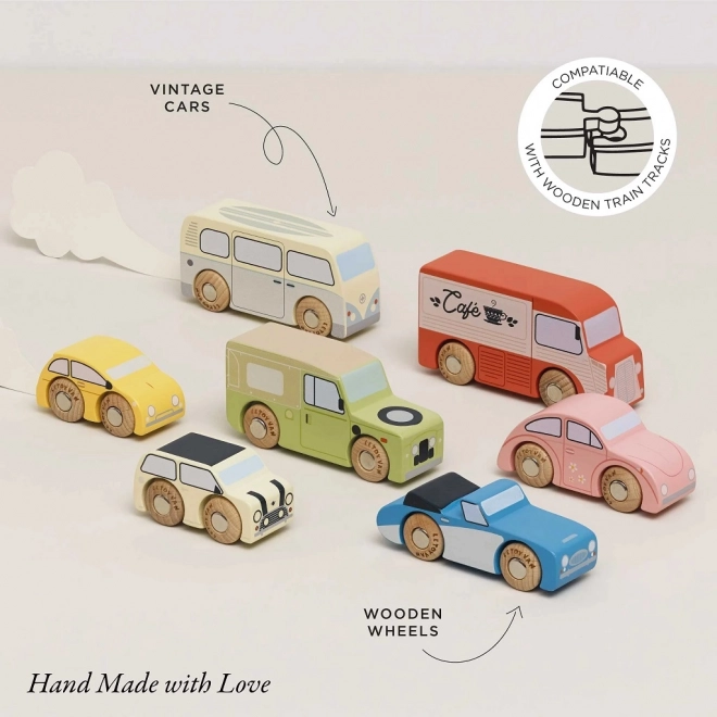 Vintage Wooden Car Set by Le Toy Van