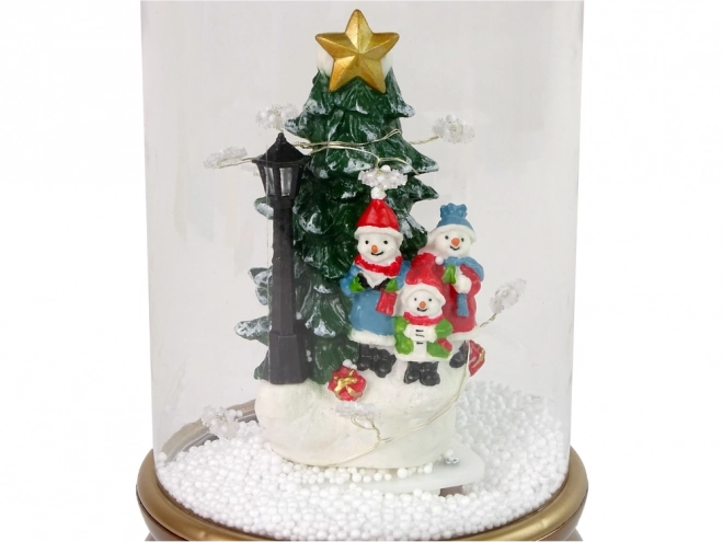 Glass Christmas Decoration With Snow And Snowmen