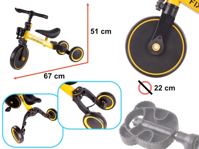 3-in-1 White Trike Fix Mini Tricycle – Yellow