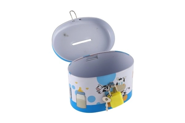 Oval Metal Piggy Bank with Lock