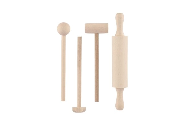 Wooden Kitchen Play Set - Cutting Board, Rolling Pin, Mallet