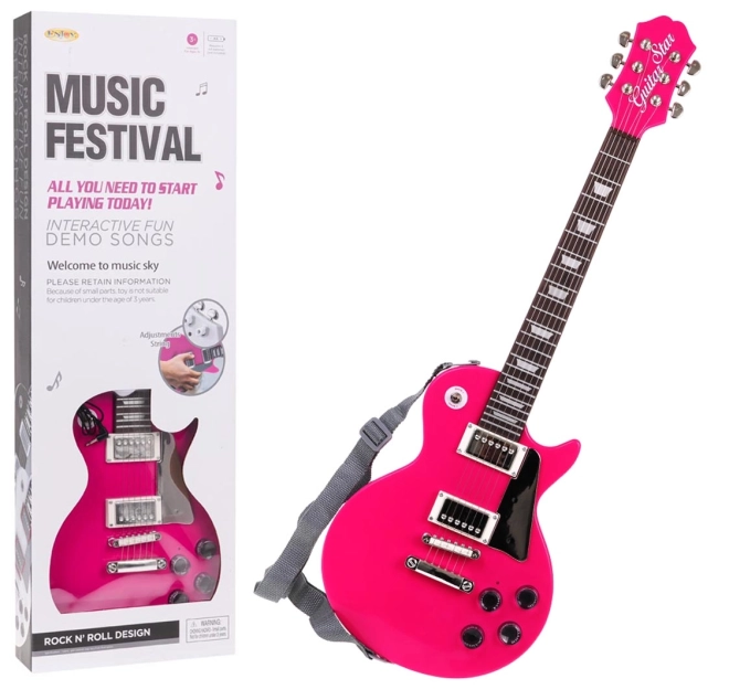 Pink Electric Guitar and Microphone Set