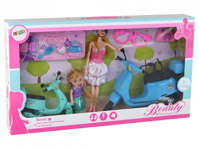 Doll Set with Scooters and Accessories