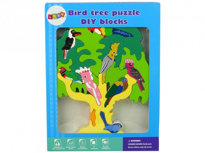 Wooden Tree Bird Parrot DIY Blocks Puzzle